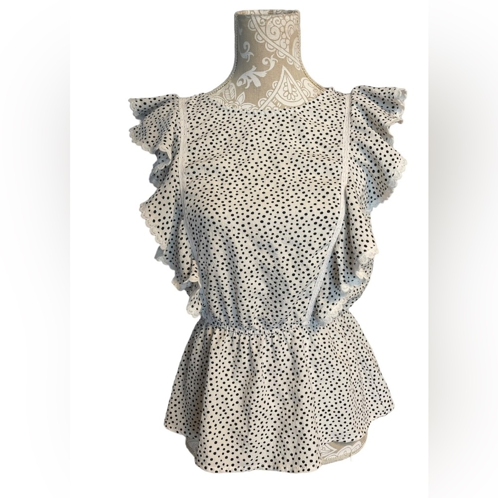 Alice Blue Women’s Size Small Black and White Polka Dot Blouse